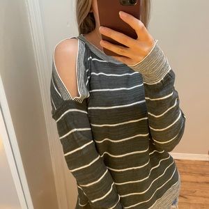 Long Sleeved Peekaboo Shoulder Shirt from LOFT